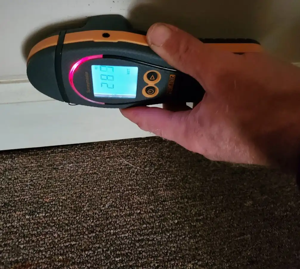 Moisture detection at baseboard during Burst Pipe Cleanup in Copperas Cove